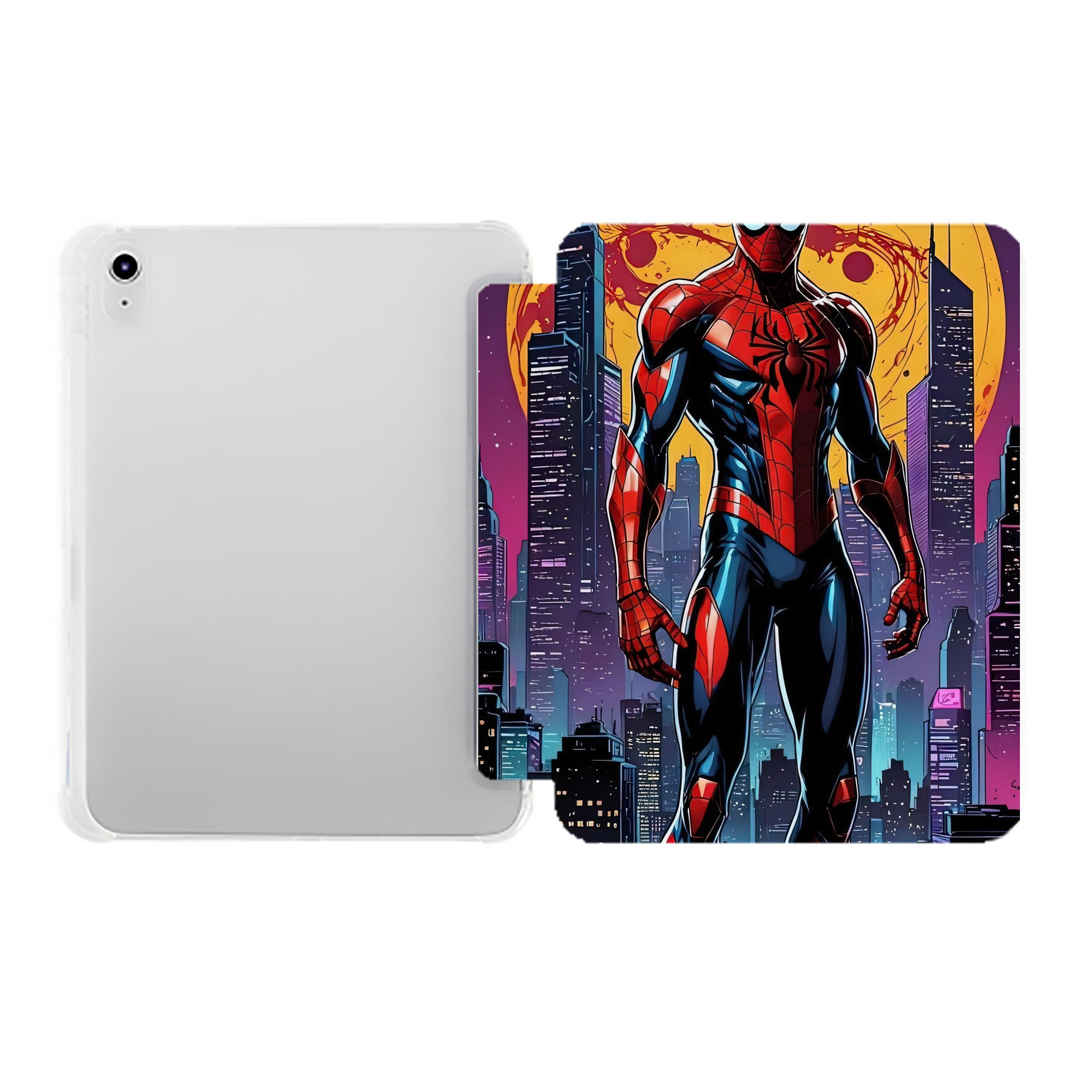 （画像用） Spider Man スパイダーマン IPad ケース ペン収納付き 三つ折りスタンド PUレザー×シリコン 対応機種9.5/10.5/10.9インチ